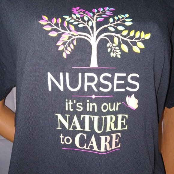 "Nurses: It’s in our nature to Care" Black Women’s T shirt  Size L - Picture 2 of 2